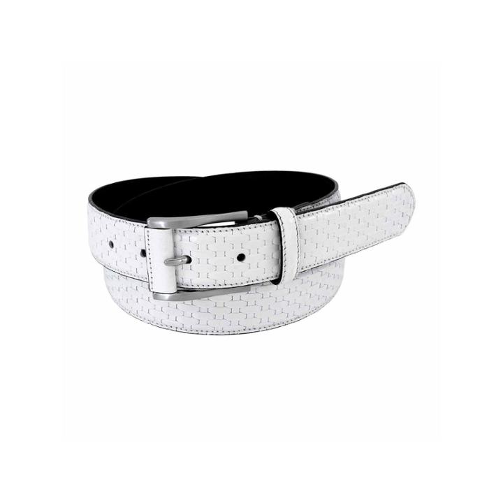 Stacy Adams Brushed Nickel With Emboss Skin Pattern Belt