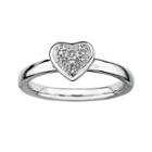 Personally Stackable Diamond-accent Silver Heart Ring