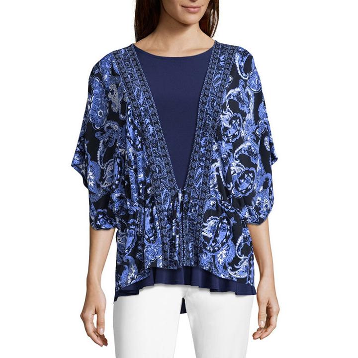 Liz Claiborne Short Sleeve Flutter Shrug - Tall