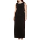 Scarlett Sleeveless Beaded-neck Cape-back Gown - Plus