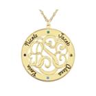 Personalized 14k Gold Over Sterling Silver 30mm Family Birthstone Pendant Necklace