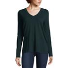 A.n.a Long Sleeve V Neck T-shirt-womens