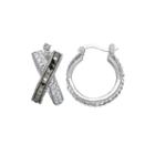 Black And White Crystal X Hoop Earrings