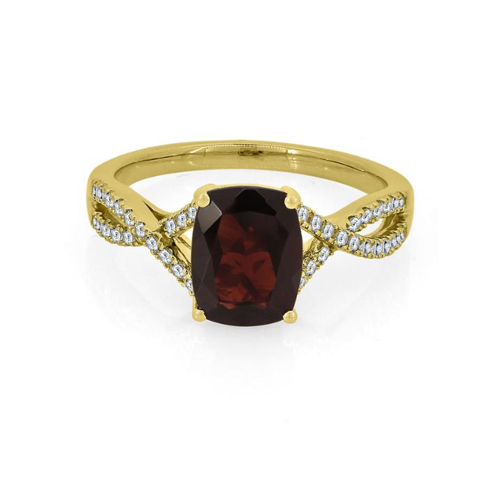 Womens Genuine Red Garnet Gold Over Silver Cocktail Ring