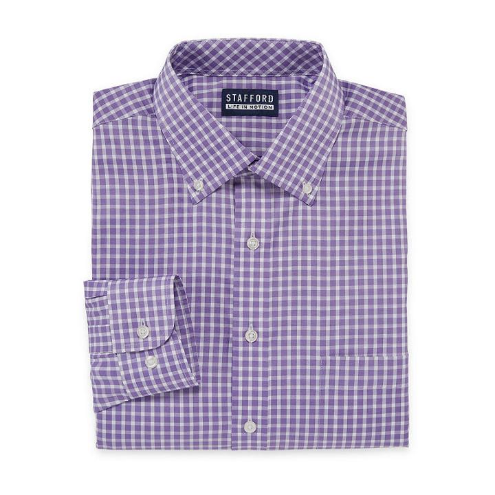Stafford Poly Span Long Sleeve Woven Checked Dress Shirt - Big And Tall