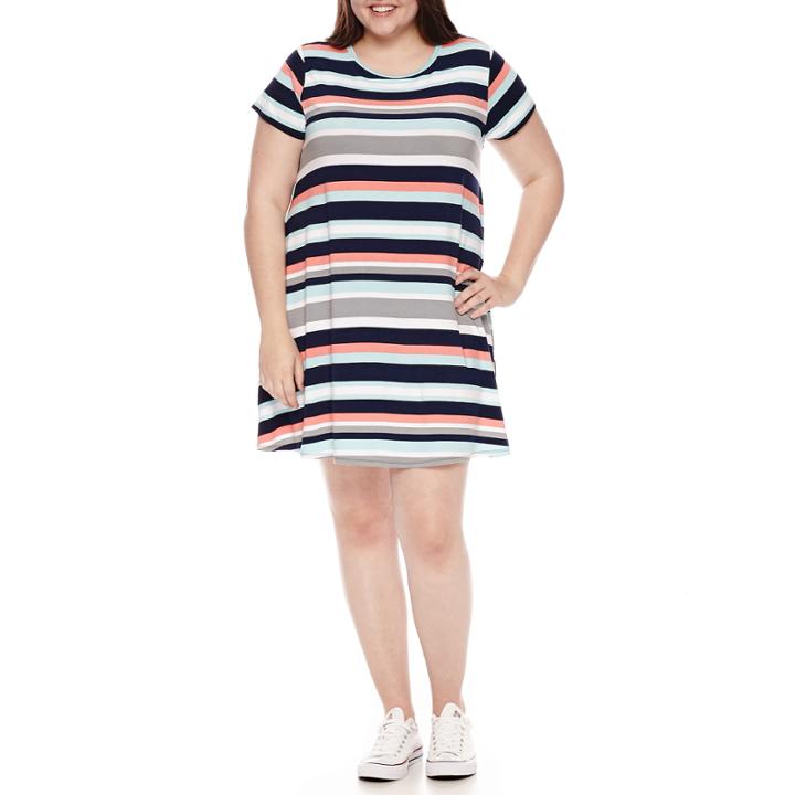 Arizona Short Sleeve Swing Dresses-juniors Plus