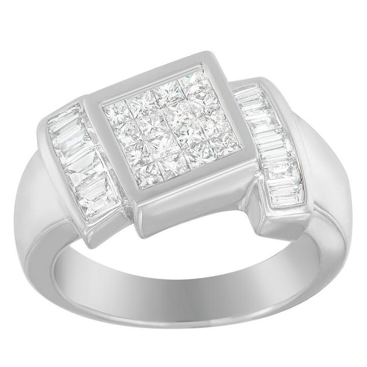Womens 1 1/2 Ct. T.w. Diamond White 14k White Gold Cocktail Ring