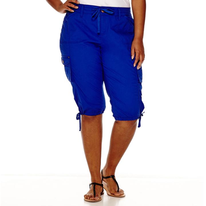 Arizona Poplin Cropped Cargo Pants - Juniors Plus