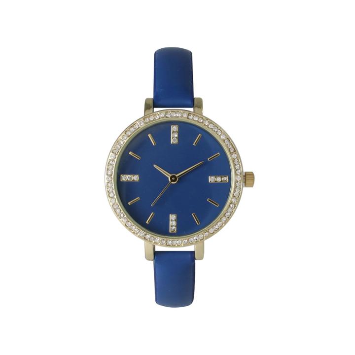 Olivia Pratt Womens Rhinestone Bezel Rhinestone Dial Royal Leather Watch 15321