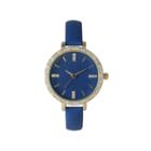 Olivia Pratt Womens Rhinestone Bezel Rhinestone Dial Royal Leather Watch 15321