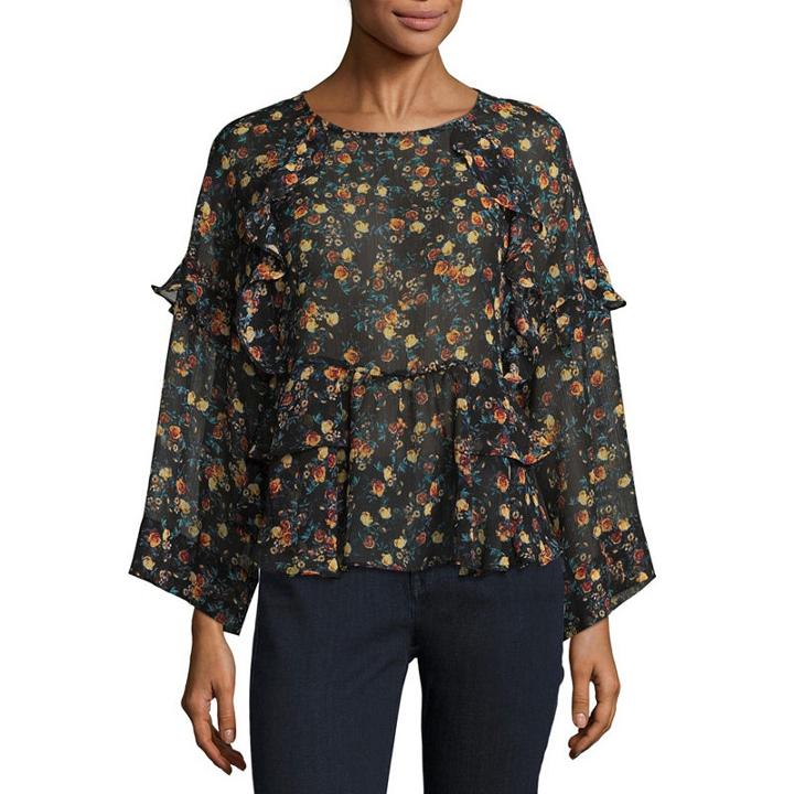 A.n.a Floral Printed Ruffle Top