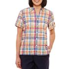 Alfred Dunner Classics Short Sleeve Button-front Shirt