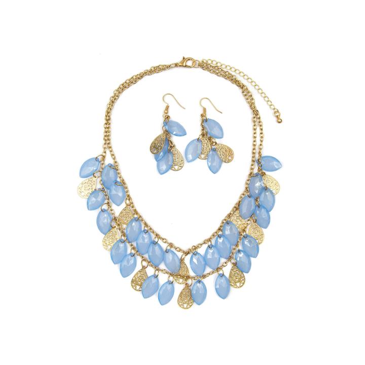 Mixit Womens Blue Teardrop Filigree Illusion Set