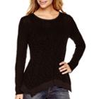 A.n.a Long-sleeve Woven-back Textured Knit Top