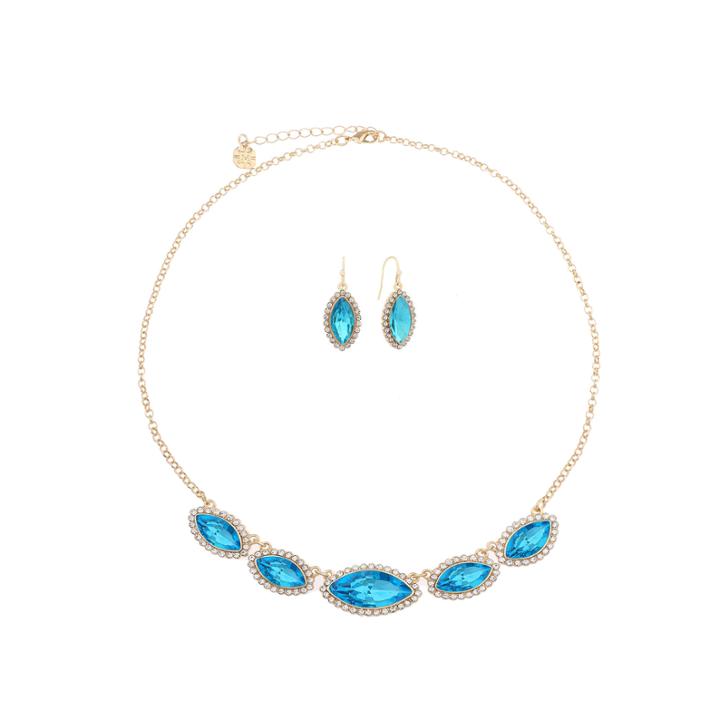 Monet Jewelry Womens 2-pc. Blue And Goldtone Frontal Necklace Set