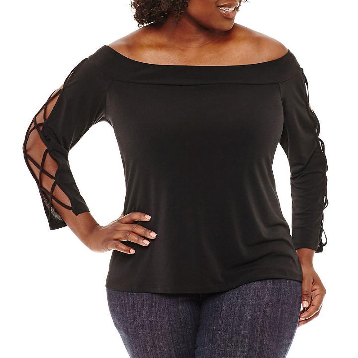 Bold Elements Long Sleeveknit Blouse - Plus