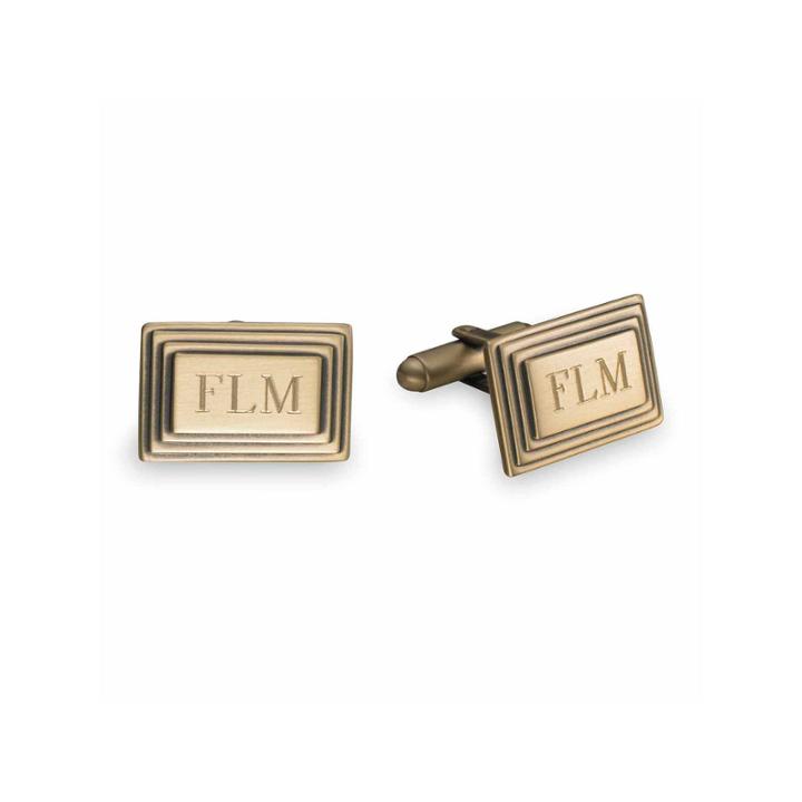 Antique Brass Stepped Edge Cufflinks