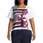 Alfred Dunner America's Cup Floral Stripe Tee- Plus
