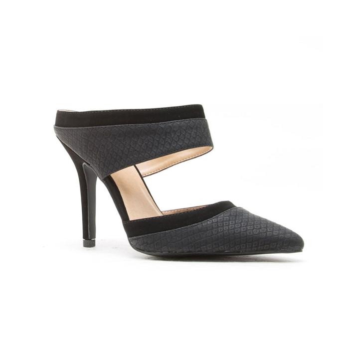 Qupid Mixi Banded Mule Pumps