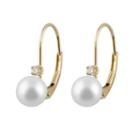 Diamond Accent Pearl Round Drop Earrings
