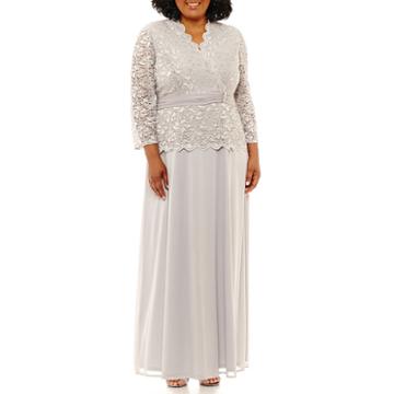 Onyx Nites Long Sleeve Evening Gown - Plus