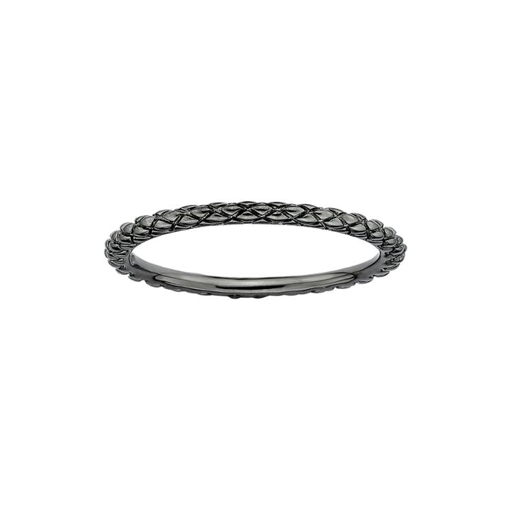 Personally Stackable Black Sterling Silver Stackable 1.5mm Criss-cross Ring
