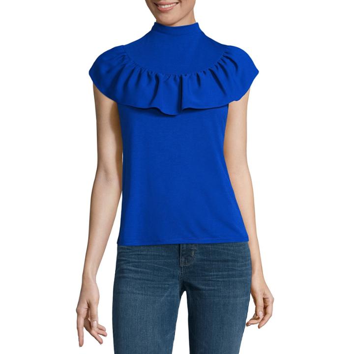 A.n.a Short Sleevemock Neck Knit Blouse