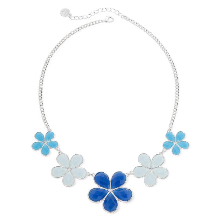 Liz Claiborne Oversized Blue Stone Collar Silver-tone Necklace