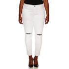 Arizona Plus White Hi-rise Slit Knee Skinny
