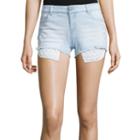 Vanilla Star Crochet-trim Distressed Denim Shorts