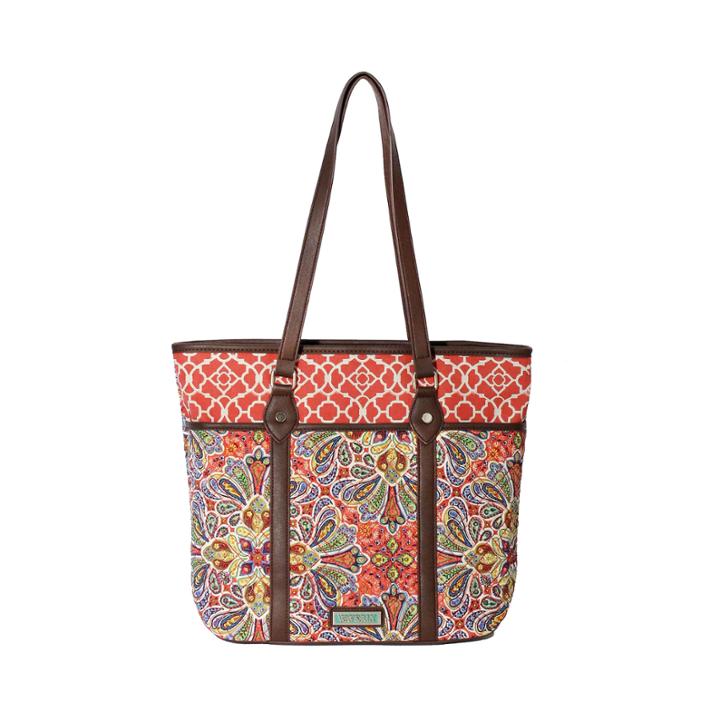 Waverly Paisley Floral Quilted Medium Tote Bag