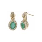 1/4 Ct. T.w. Diamond And Genuine Emerald 10k Yellow Gold Drop Earrings