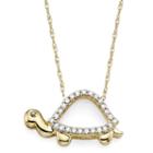 1/10 Ct. T.w. Diamond 10k Yellow Gold Turtle Pendant Necklace