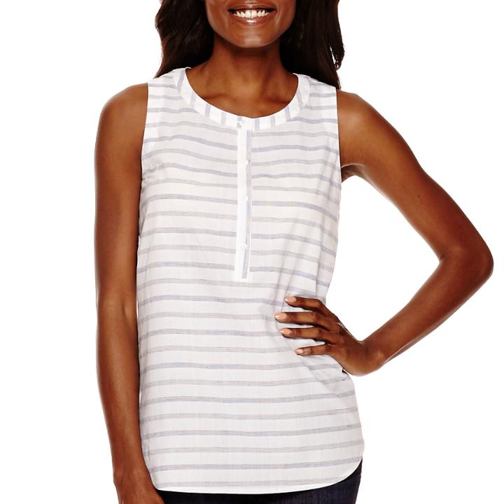 Liz Claiborne Stripe Tank Top - Tall