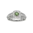 1 Ct. T.w. Certified White And Color-enhanced Green Diamond Ring