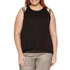 Worthington Sleeveless Cut Out Embellished Double Layer Tank - Plus