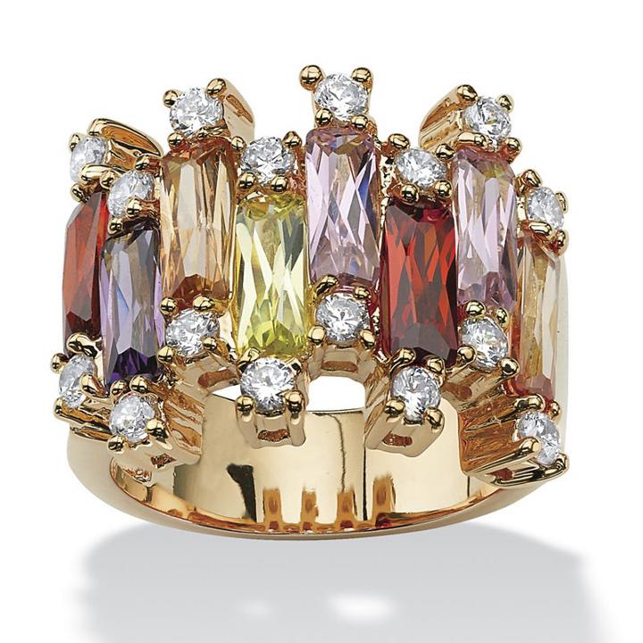 Womens Greater Than 6 Ct. T.w. Pink Cubic Zirconia Gold Over Brass Cocktail Ring