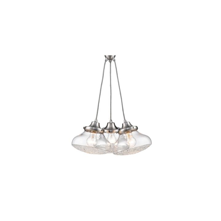 Asha 3-light Pendant In Pewter With Crushed Crystal Glass