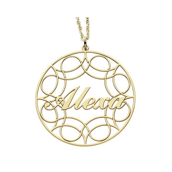 Personalized 14k Gold Over Silver Name Pendant With Design Necklace