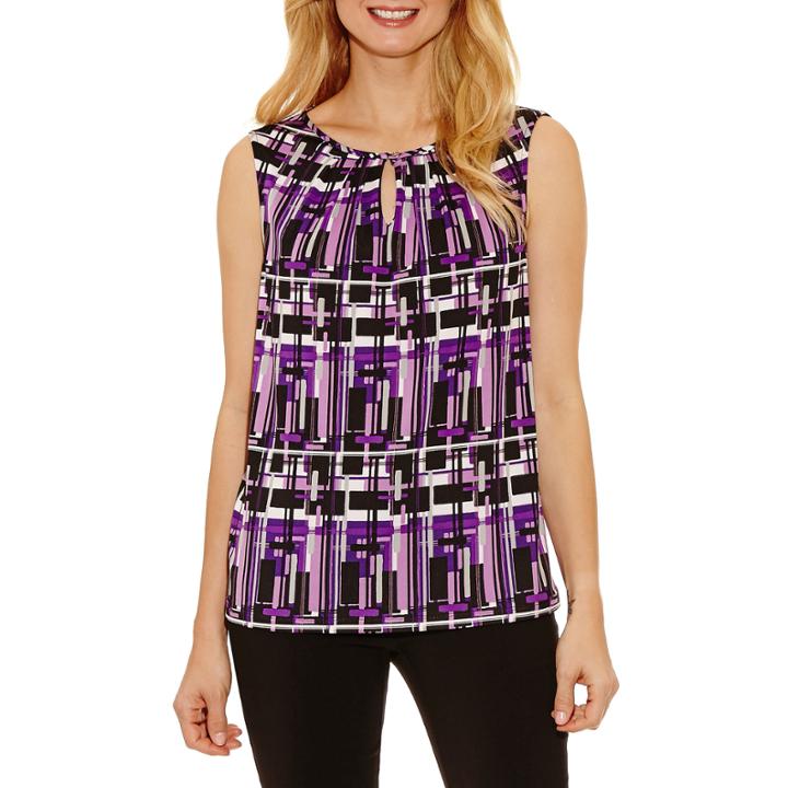 Chelsea Rose Sleeveless Keyhole Neck Jersey Blouse