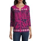 St. John's Bay 3/4-sleeve Pattern Mix Top