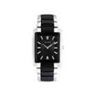 Bulova Mens Rectangular Black And Silver-tone Stainless Steel Watch 98a117