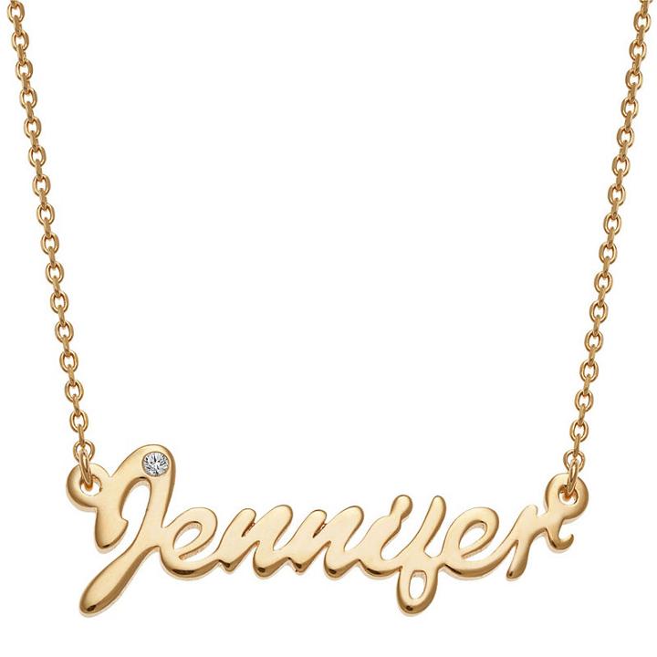 Womens White Cubic Zirconia 14k Gold Over Silver Pendant Necklace