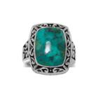 Enhanced Turquoise Oxidized Sterling Silver Square Ring