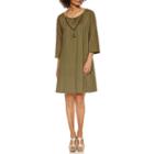 Luxology Pleat From Cold Shoulder Shift Dress With Necklace
