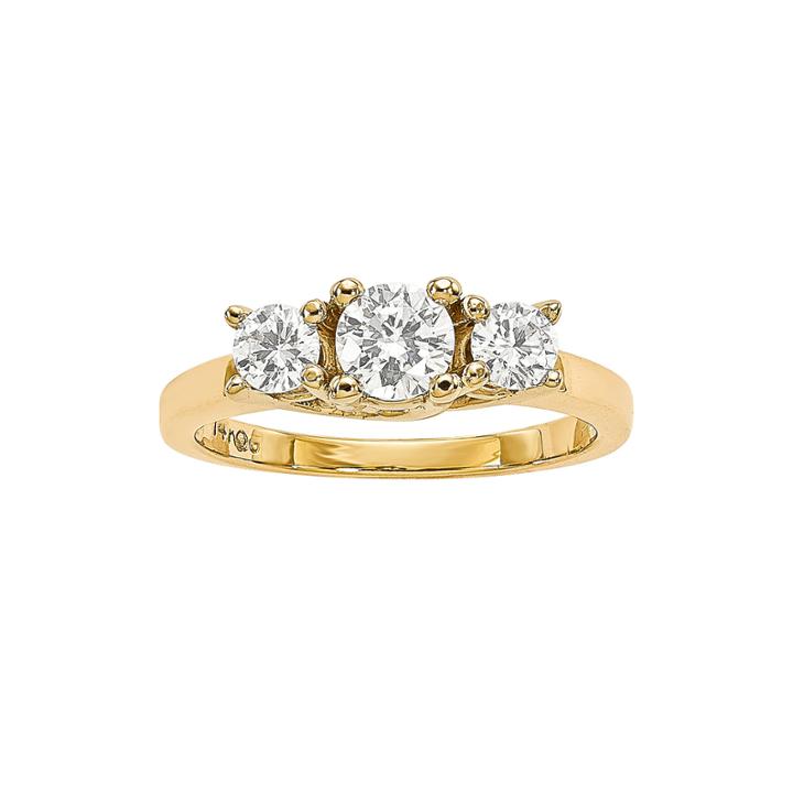 7/8 Ct. T.w. Diamond 14k Two-tone Gold 3-stone Engagement Ring