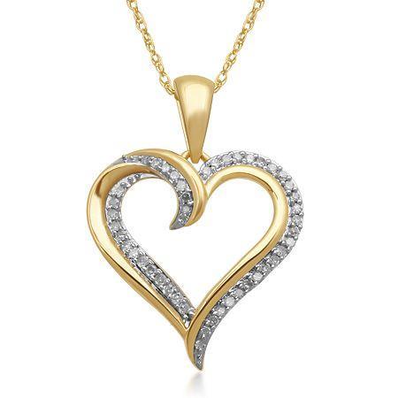 1/10 Ct. T.w. Diamond 10k Yellow Gold Heart Pendant Necklace