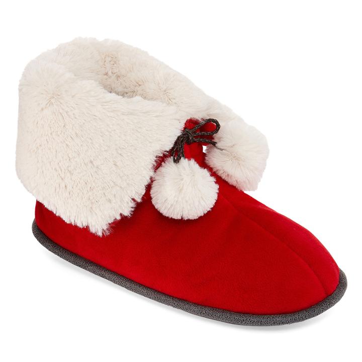 Cuddl Duds Velour Bootie Slippers
