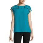 Worthington Sleeveless Round Neck Georgette Blouse