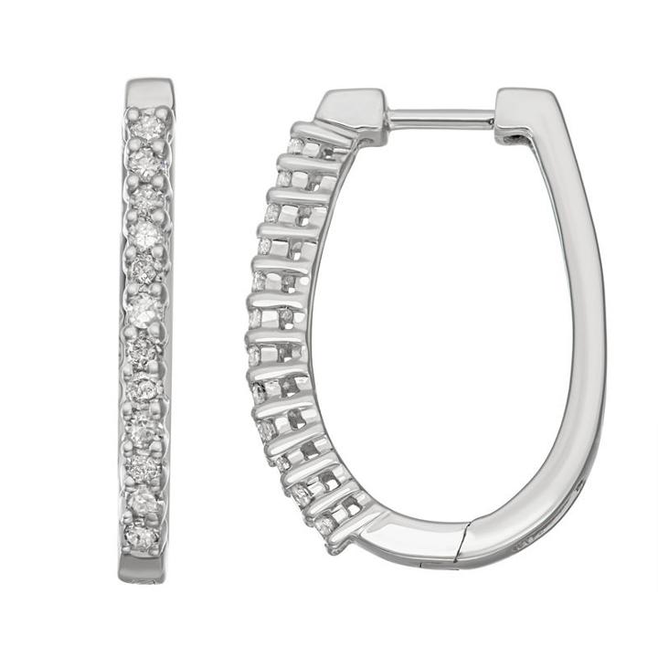 1/2 Ct. T.w. White Diamond 10k White Gold 22.5mm Hoop Earrings